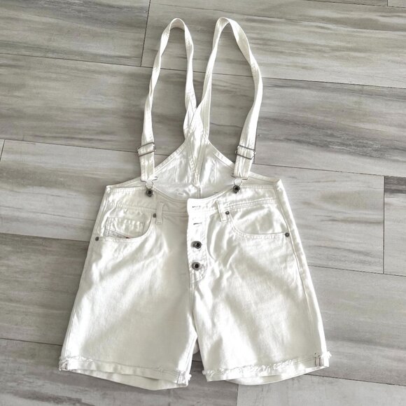 Diesel White Denim Overall Shorts - Size S - Picture 3 of 11